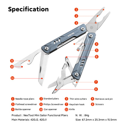 Mini Titanium Pro - Compact Multi-Tool - 10 in 1